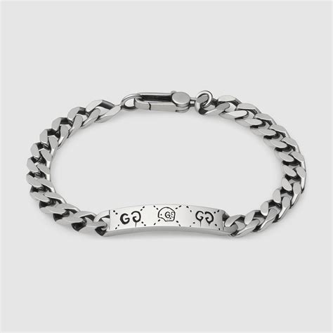 silver gucci bracelet mens|guccighost chain bracelet in silver.